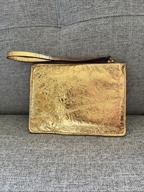 Gold Metallic Wristlet Clutch - Women Bags